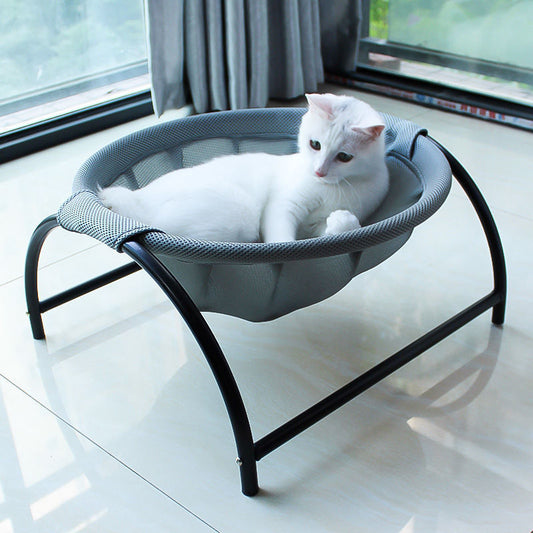 Polyester Lodge Style Cat Bed Hammock - Elevated Pet Sleeping Cot with Removable Breathable Mesh